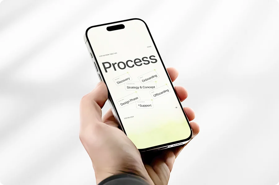 A phone in hand showing a social content process screen