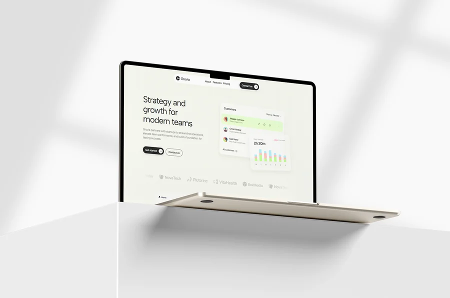 A responsive dashboard website shown on a laptop