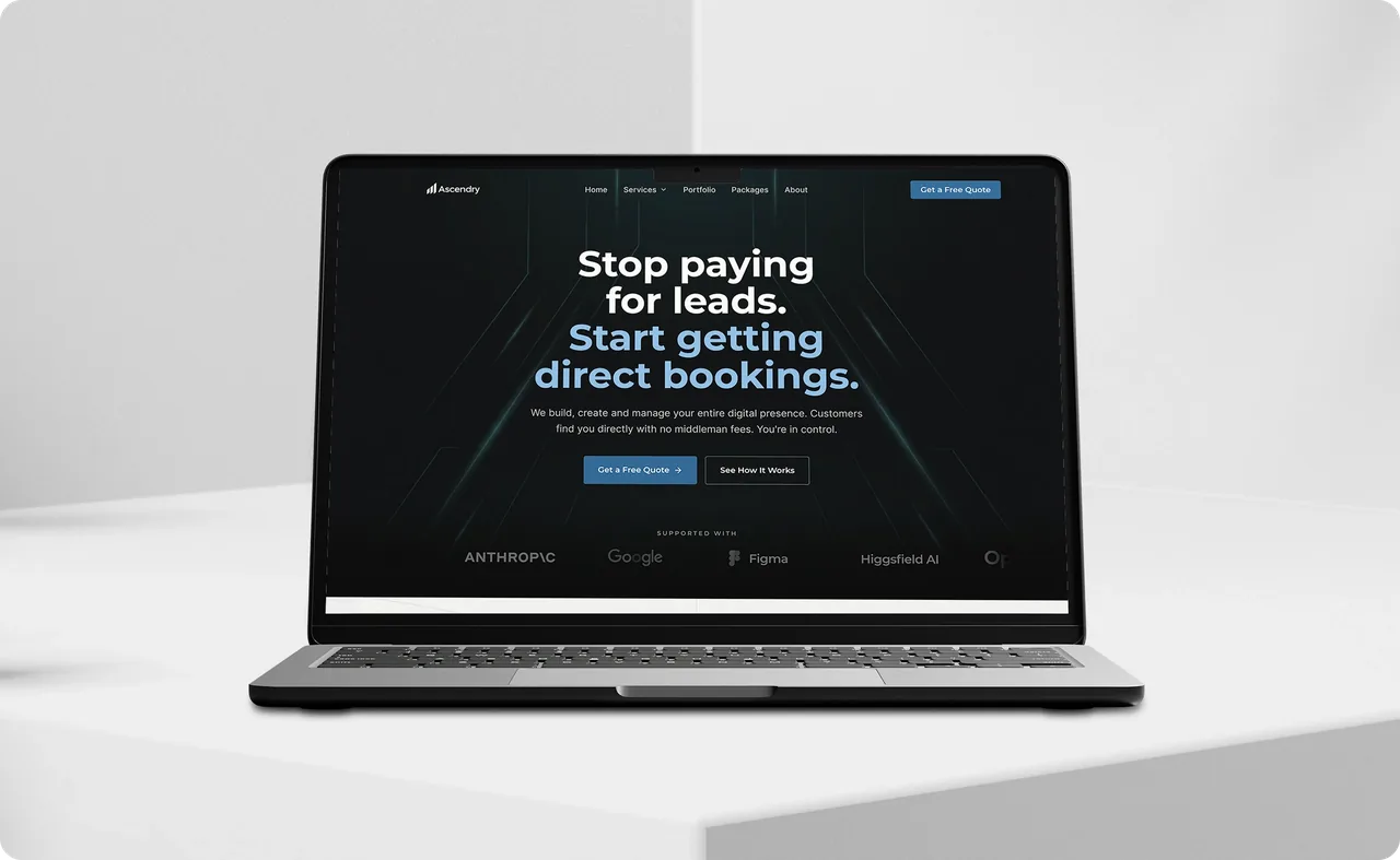 Ascendry website on a laptop