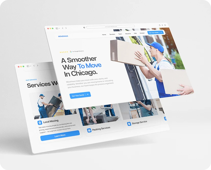 MoveHaus website shown across browser windows