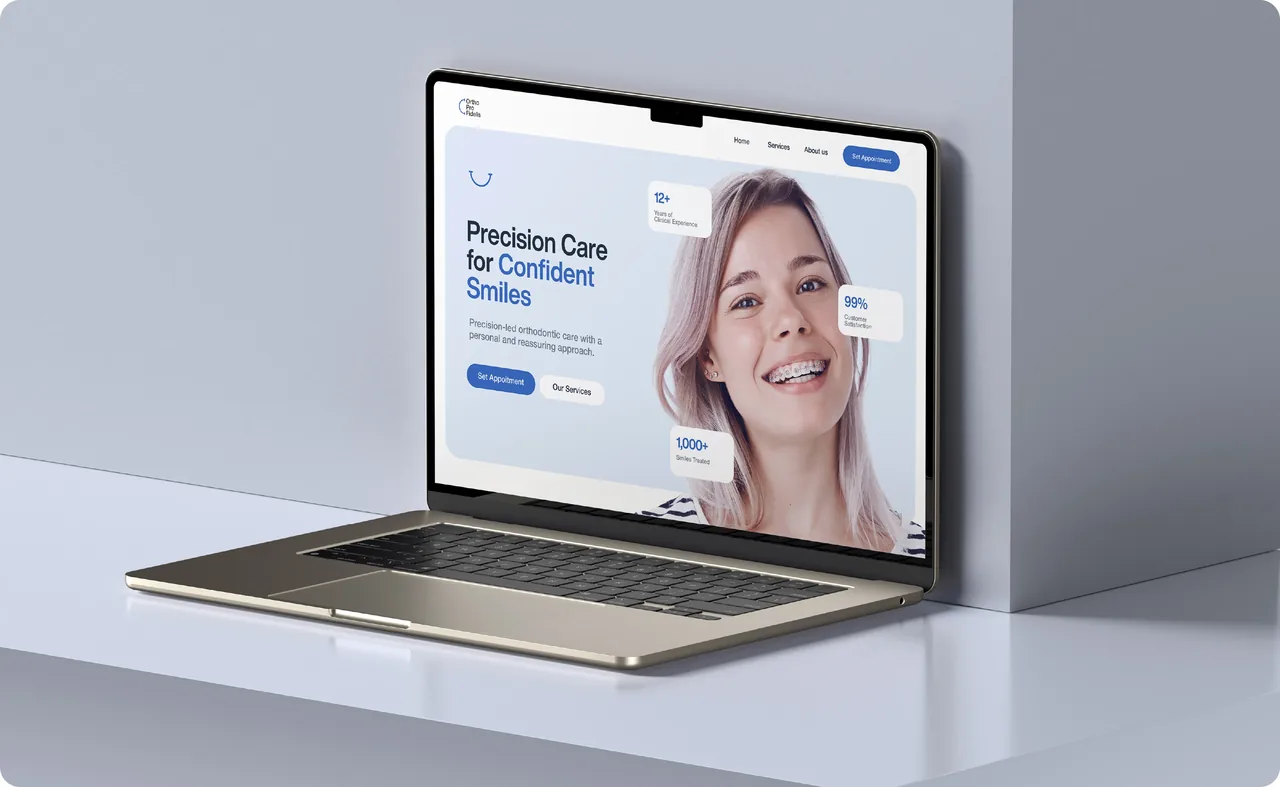Ortho Pro Fidelis website on a laptop